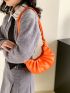 Neon Orange Ruched Bag