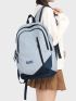 Letter Print Colorblock Functional Backpack