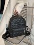 Quilted Detail Letter Decor Functional Backpack