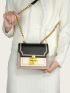 Mini Two Tone Metal Lock Design Square Bag