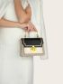 Mini Two Tone Metal Lock Design Square Bag