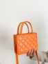 Mini Neon Orange Double Handle Square Bag