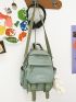 Letter Graphic Functional Backpack With Bag Charm