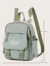 Letter Graphic Functional Backpack With Bag Charm