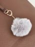 Letter Detail Pom Pom Decor Shoulder Tote Bag With Coin Purse