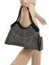 Rhinestone Decor Shoulder Tote Bag With Purse