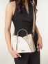 Color Block Satchel Bag, Trendy Metal Tassel Decor Crossbody Bag, Women's Top Ring Purse