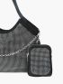 Rhinestone Decor Shoulder Tote Bag With Purse