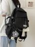 Men Letter Patch & Release Buckle Decor Casual Daypack With Bag Charm