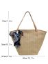 Twilly Scarf Decor Straw Bag