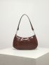 Crocodile Embossed Studded Decor Hobo Bag