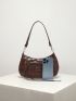 Crocodile Embossed Studded Decor Hobo Bag