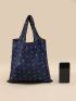 Anchor Print Shopper Bag Foldable Large Shopping Bag, Fashion Grocery Bag Casual Nylon Shoulder Bag