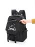 Letter Print Functional Backpack