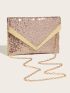 Sequin Decor Metal Decor Square Bag