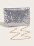 Sequin Decor Metal Decor Square Bag