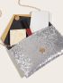 Sequin Decor Metal Decor Square Bag