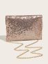 Sequin Decor Metal Decor Square Bag