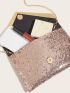 Sequin Decor Metal Decor Square Bag