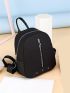 Zip Front Studded Decor Functional Backpack