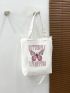 Letter & Butterfly Graphic Shopper Bag