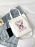 Letter & Butterfly Graphic Shopper Bag