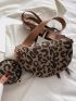 Leopard Pattern Letter Print Chain Decor Waist Bag With Purse