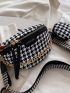 Houndstooth Letter Print Chain Decor Waist Bag With Purse