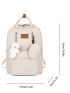 Letter Patch Decor Functional Backpack With Coin Purse