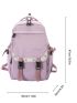 Letter Embroidered Release Buckle Decor Functional Backpack