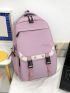 Letter Embroidered Release Buckle Decor Functional Backpack