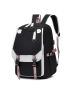 Large Capacity Cute Backpack With USB Charger Hole, Laptop Backpack For Students, Women's Canvas Backpack