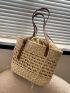 Drawstring Design Straw Bag