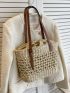 Drawstring Design Straw Bag