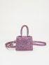 Mini Rhinestone Decor Flap Square Bag