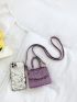 Mini Rhinestone Decor Flap Square Bag