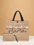 Random Tassel Decor Shopper Bag With Coin Purse