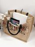 Random Tassel Decor Shopper Bag With Coin Purse