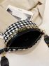 Houndstooth Pattern Chain Decor Waist Bag