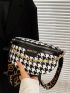 Houndstooth Pattern Chain Decor Waist Bag