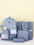 4pcs Colorblock Backpack Set