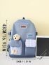 4pcs Colorblock Backpack Set