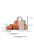 3pcs Crocodile Embossed Twilly Scarf Decor Tote Bag Set, Best Work Bag For Women