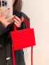 Mini Neon Red Embossed Design Square Bag