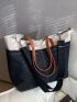 Color Block Shoulder Tote Bag