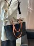 Color Block Shoulder Tote Bag