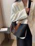 Color Block Shoulder Tote Bag