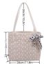 Floral Pattern Bow Decor Straw Bag