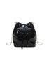 Geometric Embossed Zip Front Drawstring Design Bucket Bag