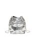 Geometric Embossed Zip Front Drawstring Design Bucket Bag